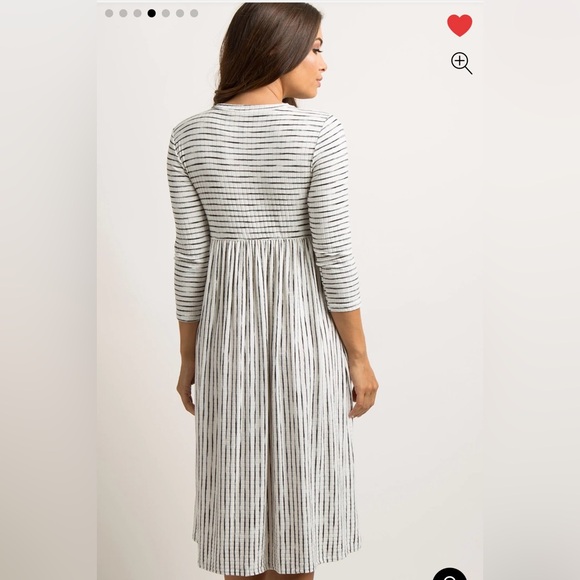 Pink Blush Like Love Ivory Ribbed Striped Maternity Midi Dress XL - Picture 4 of 9